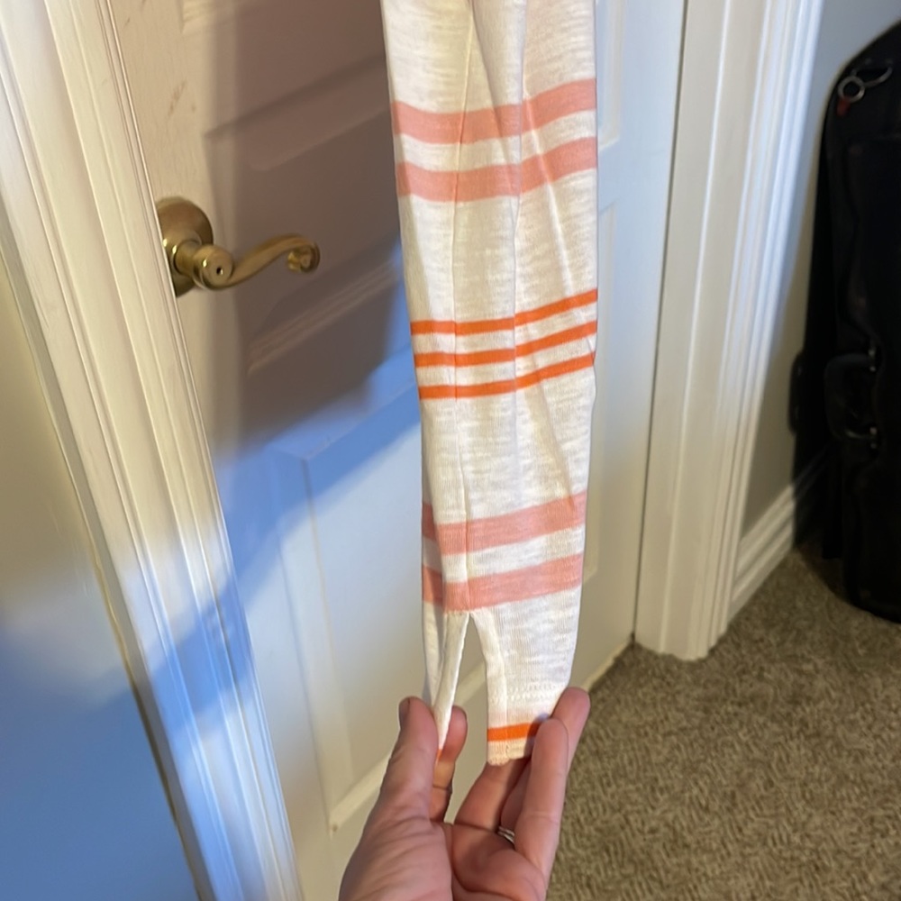 NWOT Lou & Grey t-shirt dress. White with orange stripes. Size medium - Picture 5 of 7